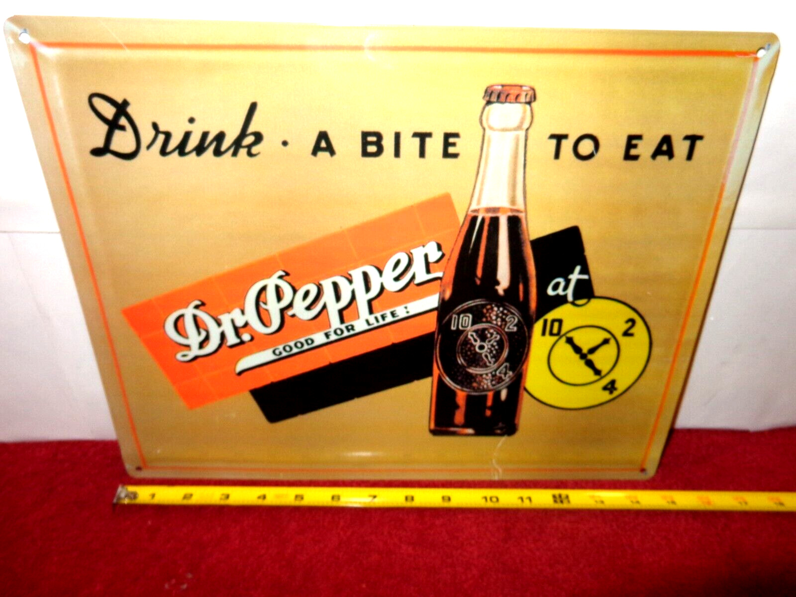 15 x 11 in DRINK DR. PEPPER GOOD FOR LIFE ADV. SIGN TIN METAL TACKER – Z 476