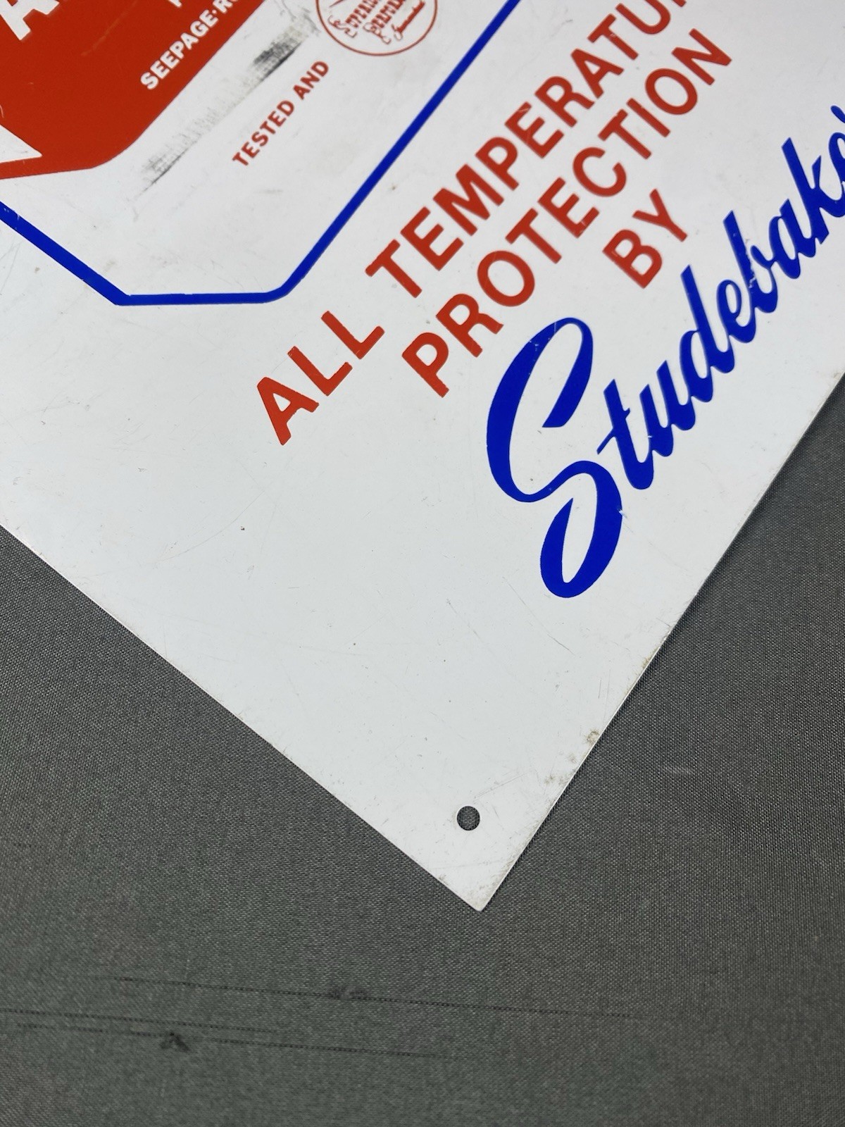 Vintage 1950’s Studebaker S.P Superior Performance Antifreeze Advertising Sign