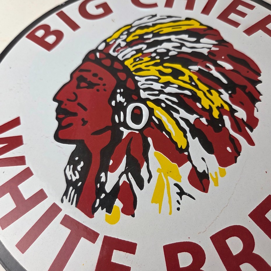 Vintage Big Chief Bread Sign – White Bread Grocery Store Gas Pump Porcelain Sign
