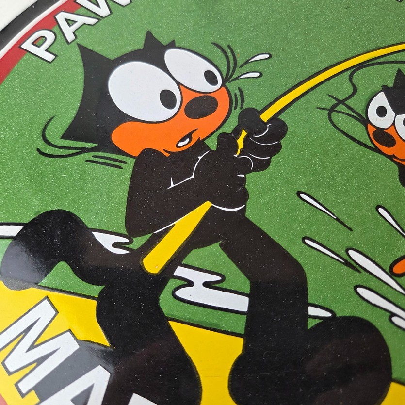 Vintage Paw Paw Bait Sign – Felix Cat Fishing Gas Service Sign