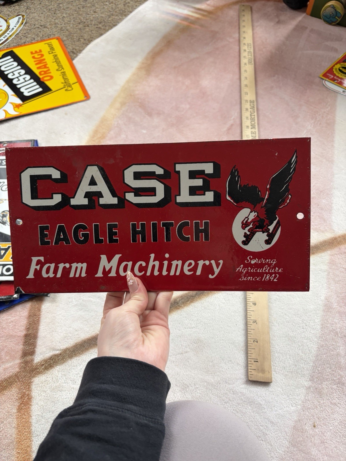 Porcelain Case Eagle Hitch Farm Machinery Sign