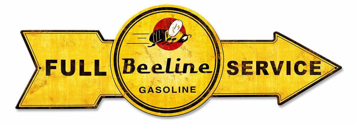 FULL SERVICE BEELINE GASOLINE ARROW 32″ HEAVY DUTY USA MADE METAL GAS ADV SIGN