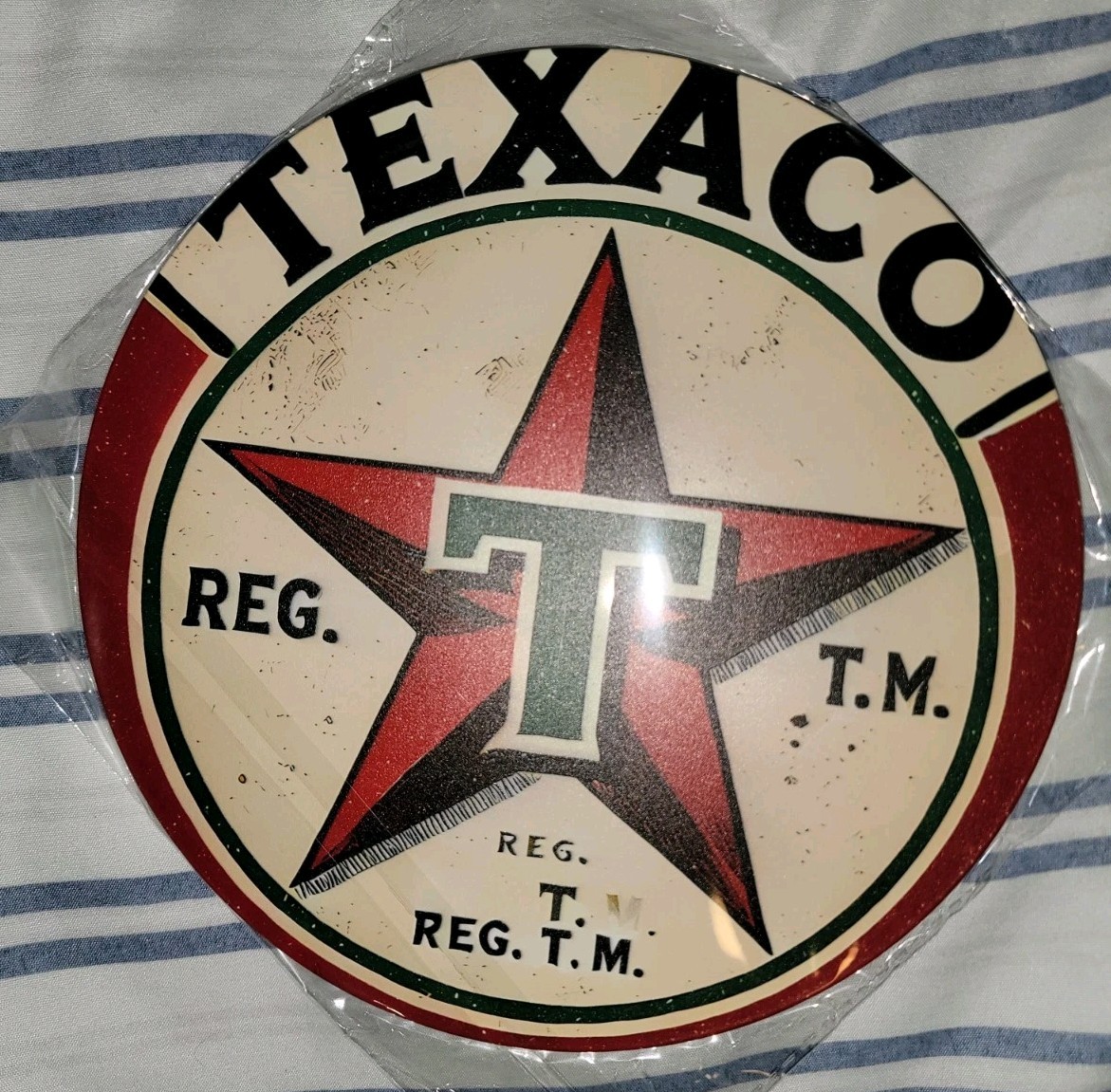 Texaco Star Metal Sign 8″ Round Man Cave Garage Gas Station Wall Art Auto