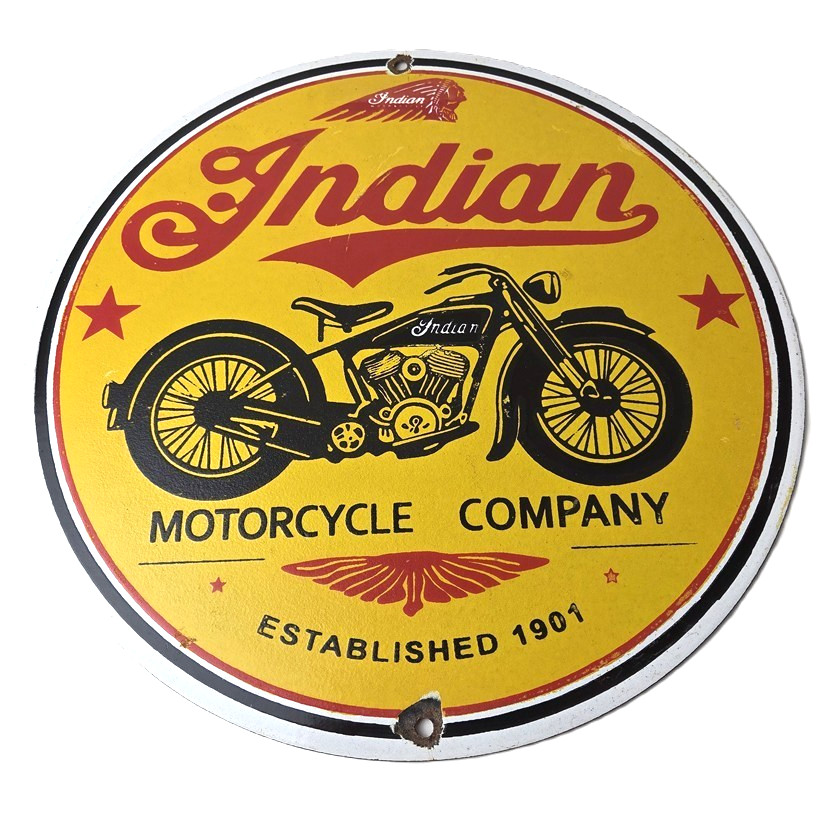 Vintage Indian Motorcycles Porcelain Sign – Authorized Dealer Sales Gas Sign