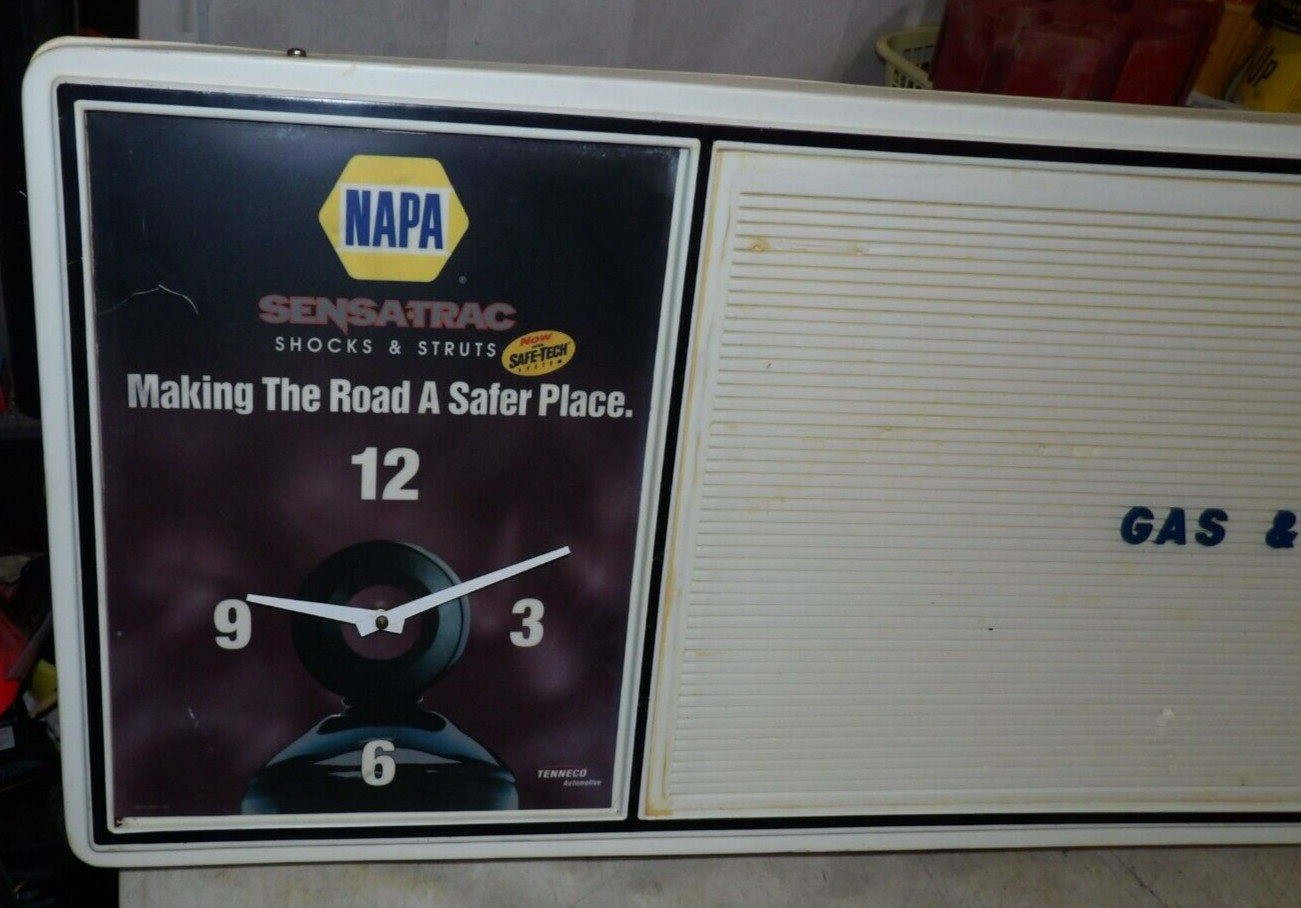 VTG NAPA Auto Parts Sensatrac Shocks & Struts Lighted Message Board Clock Sign