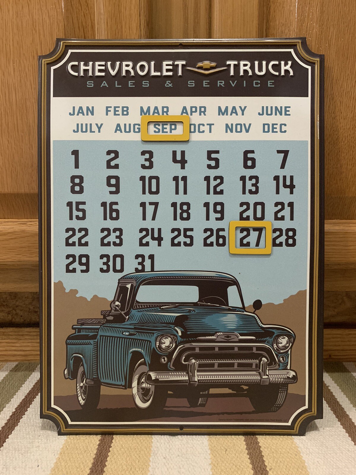 Chevrolet Truck Sales Service Calendar Yearly Metal Sign Vintage Wall Decor