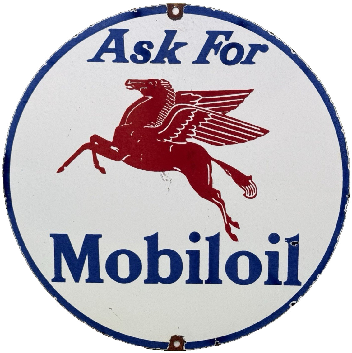VINTAGE MOBILOIL PORCELAIN SIGN DEALERSHIP GAS STATION MOBIL MOTOR OIL PEGGY