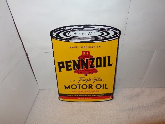8 x 11 in PENNZOIL MOTOR OIL 100 % PENNSYLVANIA ADV. SIGN DIE CUT METAL # S 253