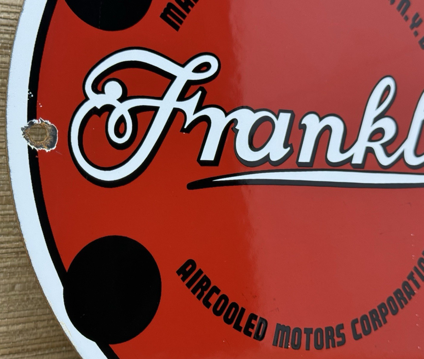 VINTAGE FRANKLIN MOTORS PORCELAIN SIGN DEALERSHIP GAS STATION SERVICE MOTOR OIL