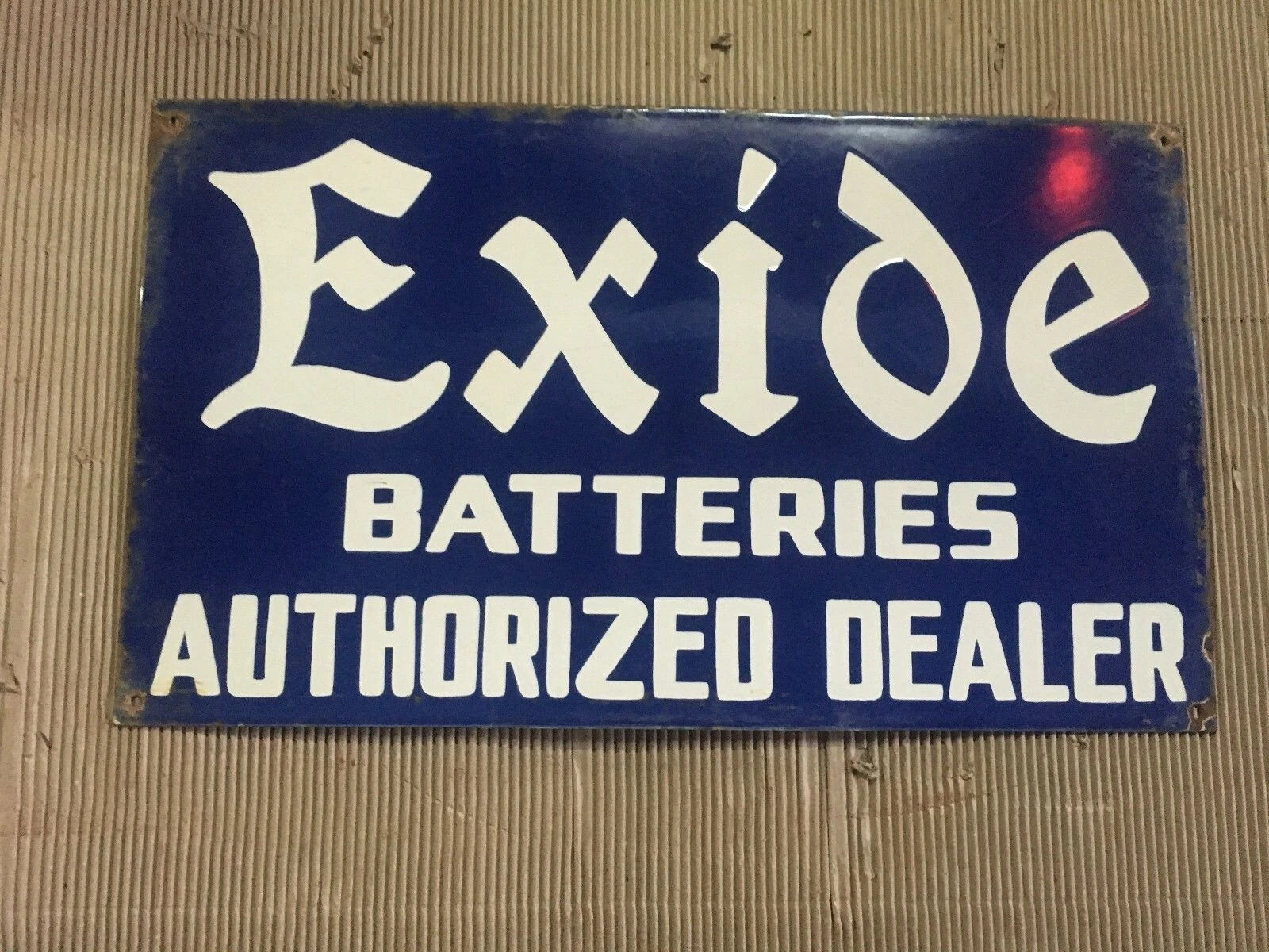 PORCELIAN EXIDE ENAMEL SIGN SIZE 24X18 INCHES