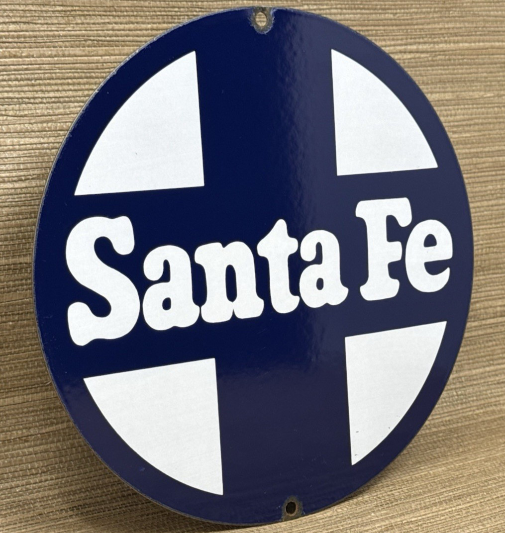 VINTAGE SANTA FE CHIEF PORCELAIN SIGN TRAIN STATION FREIGHT RAIL ROAD GAS OIL