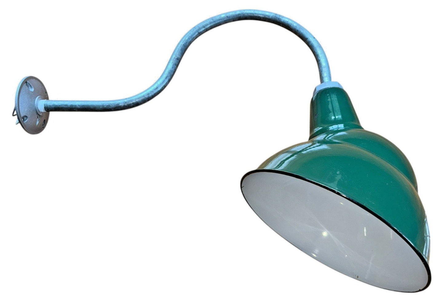 BIG Benjamin 12″ Gooseneck Sign Light 1930’s Green Porcelain Industrial Vintage