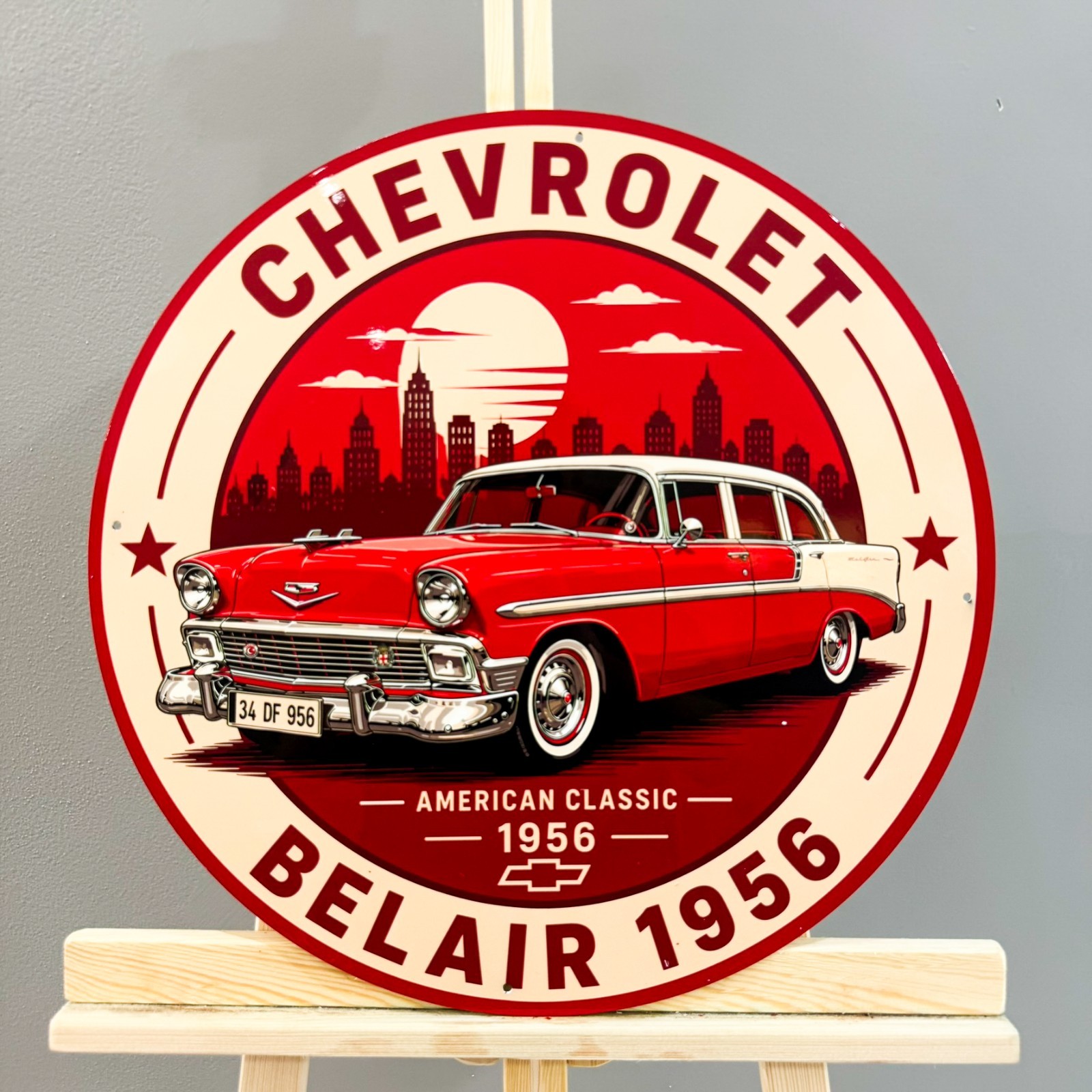 Chevrolet Bel Air 1956 Heavy Metal Sign – Garage Wall Decor – 50 cm (19.7”)