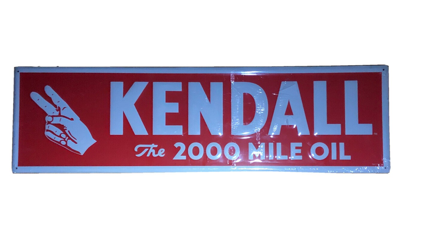 Kendall The 2000 Mile Motor Oil Sold Here Gas Station 28″ Metal Sign