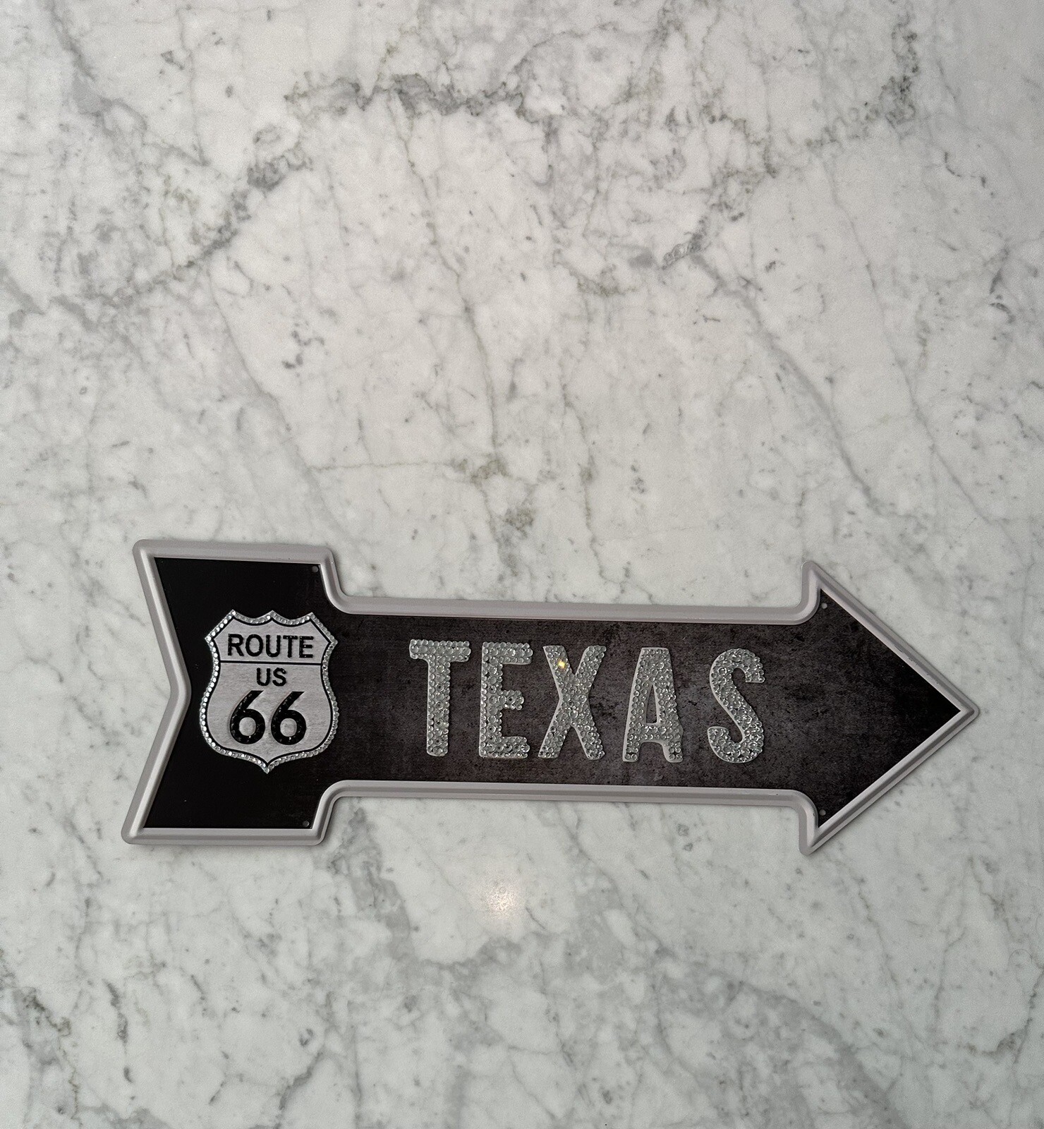 Bedazzled TEXAS Route 66 Vintage-Styled Metal Sign Bling Vintage Bigger In Texas