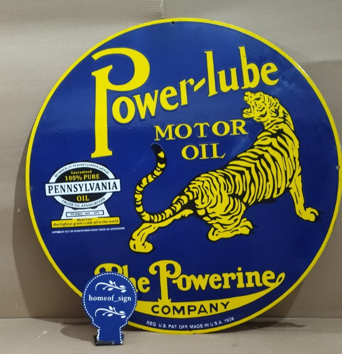 Power lube Motor Oil Porcelain Enamel Sign 30 X 30 Inches 1 sides