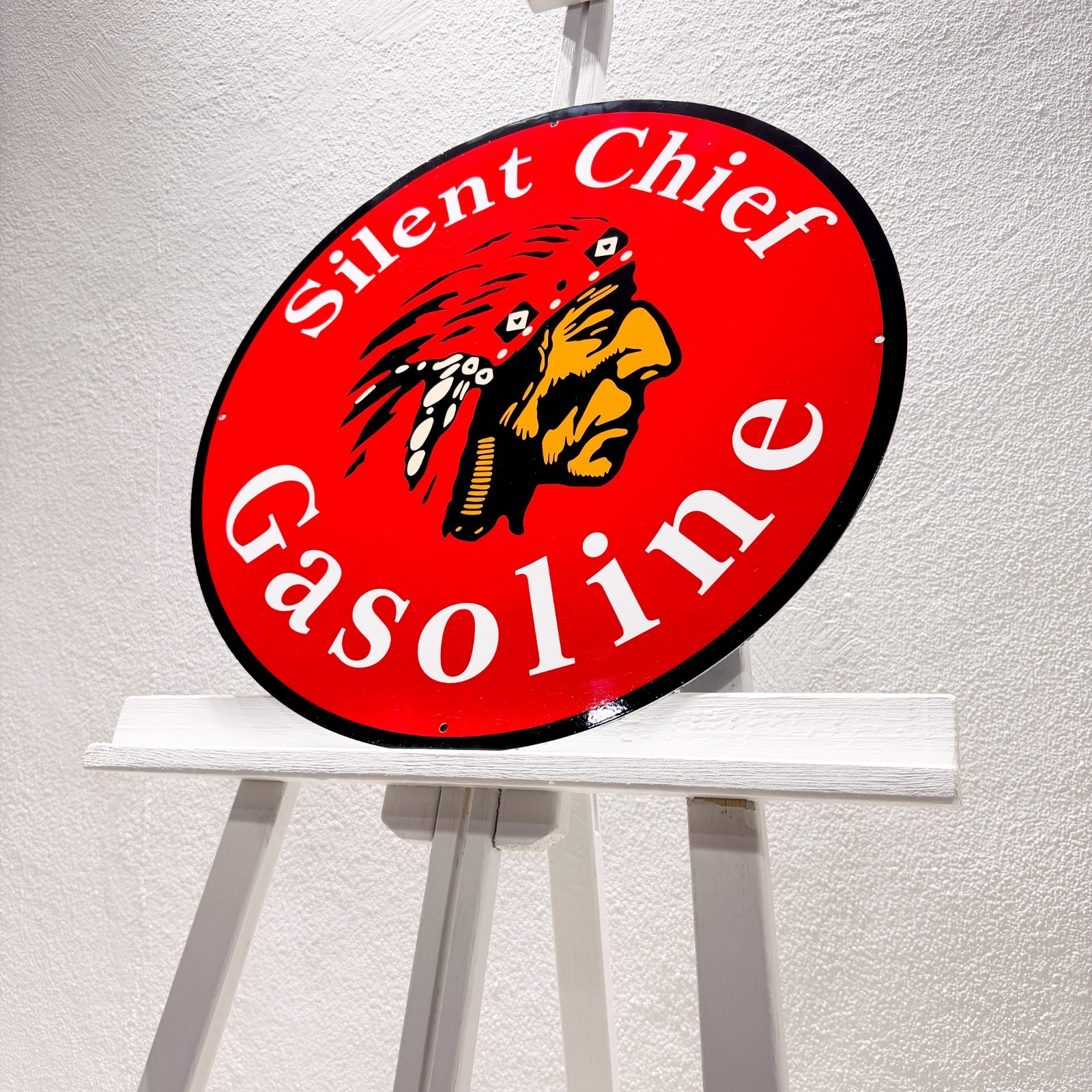 Silent Chief Gasoline Sign – Heavy Metal Garage Decor – 50 cm (19.7”)