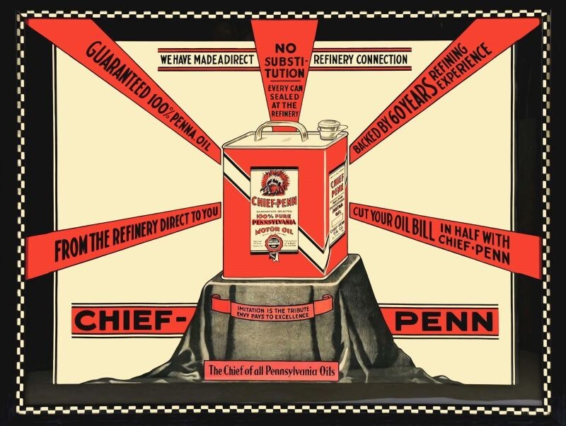 Chief Penn Motor Oil, Can Picture NEW Metal Sign 24″x30″ USA STEEL XL Size 7 lbs
