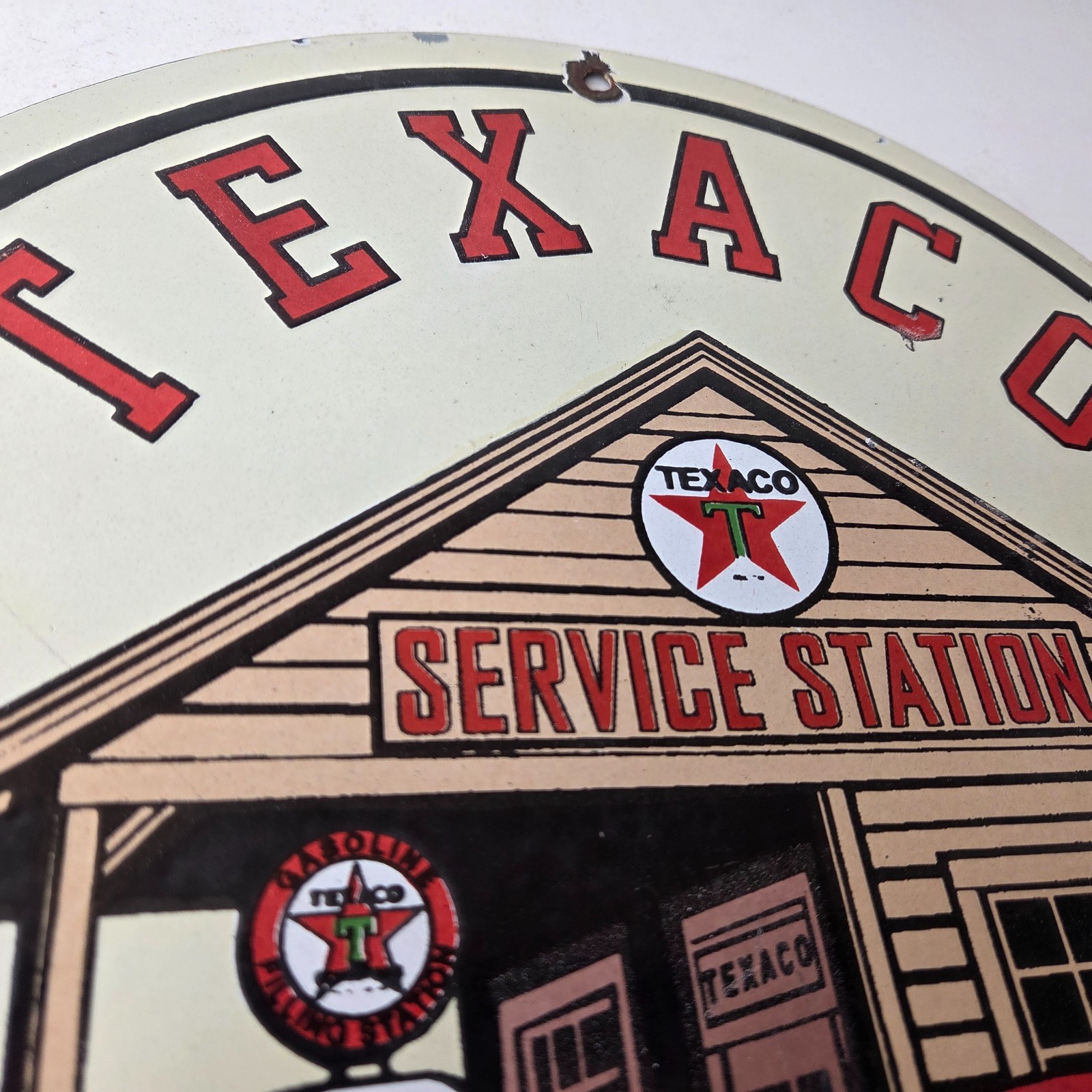 Vintage Texaco Gasoline Advertisement Sign – Gas Service Station Porcelain Sign