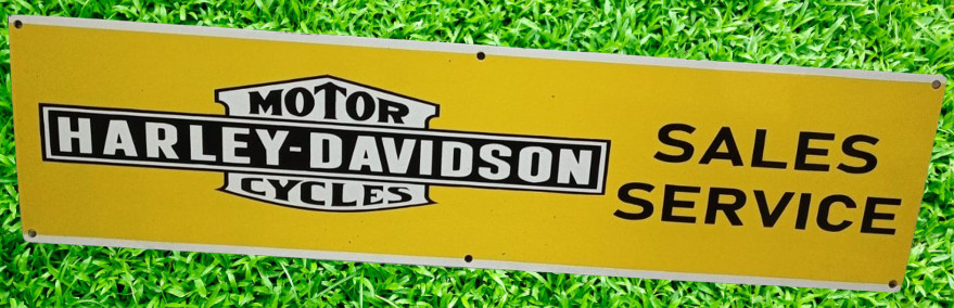 Harley Davidson Sales Servie Porcelain Enamel Heavy Metal Sign 36 Double Side