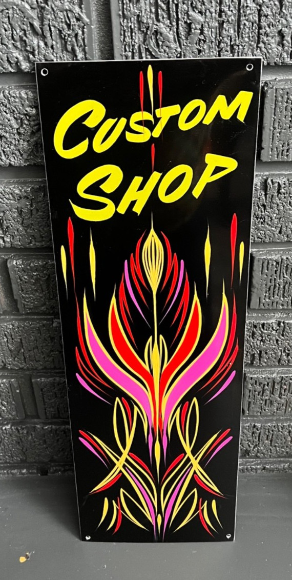 PINSTRIPED Panel Hot Rat Rod KUSTOM KULTURE Garage Sign Art Original Custom Shop