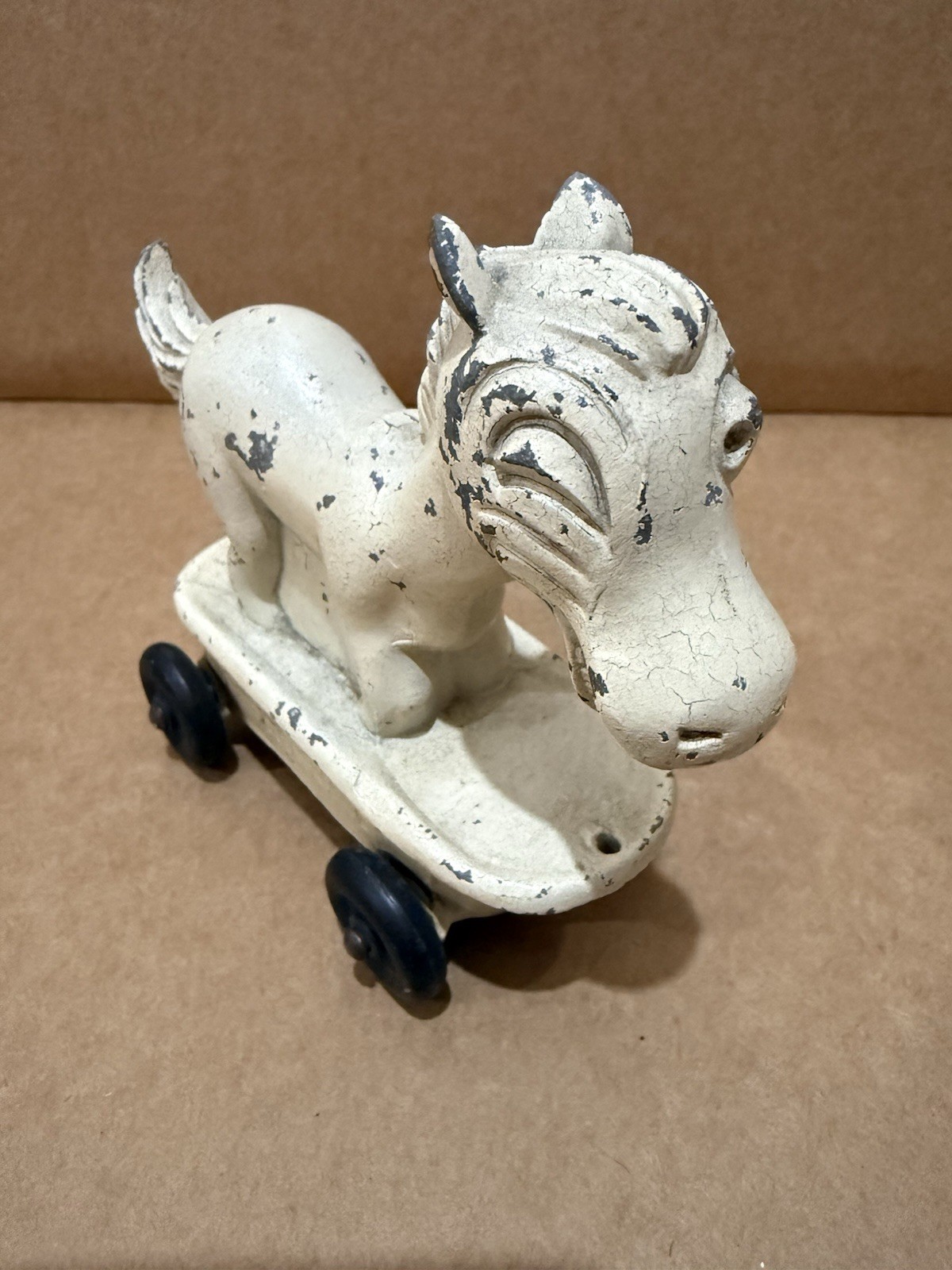 Rare Antique AC Spark Plugs Sparky Metal Pull Toy Gas Oil Advertising Donkey