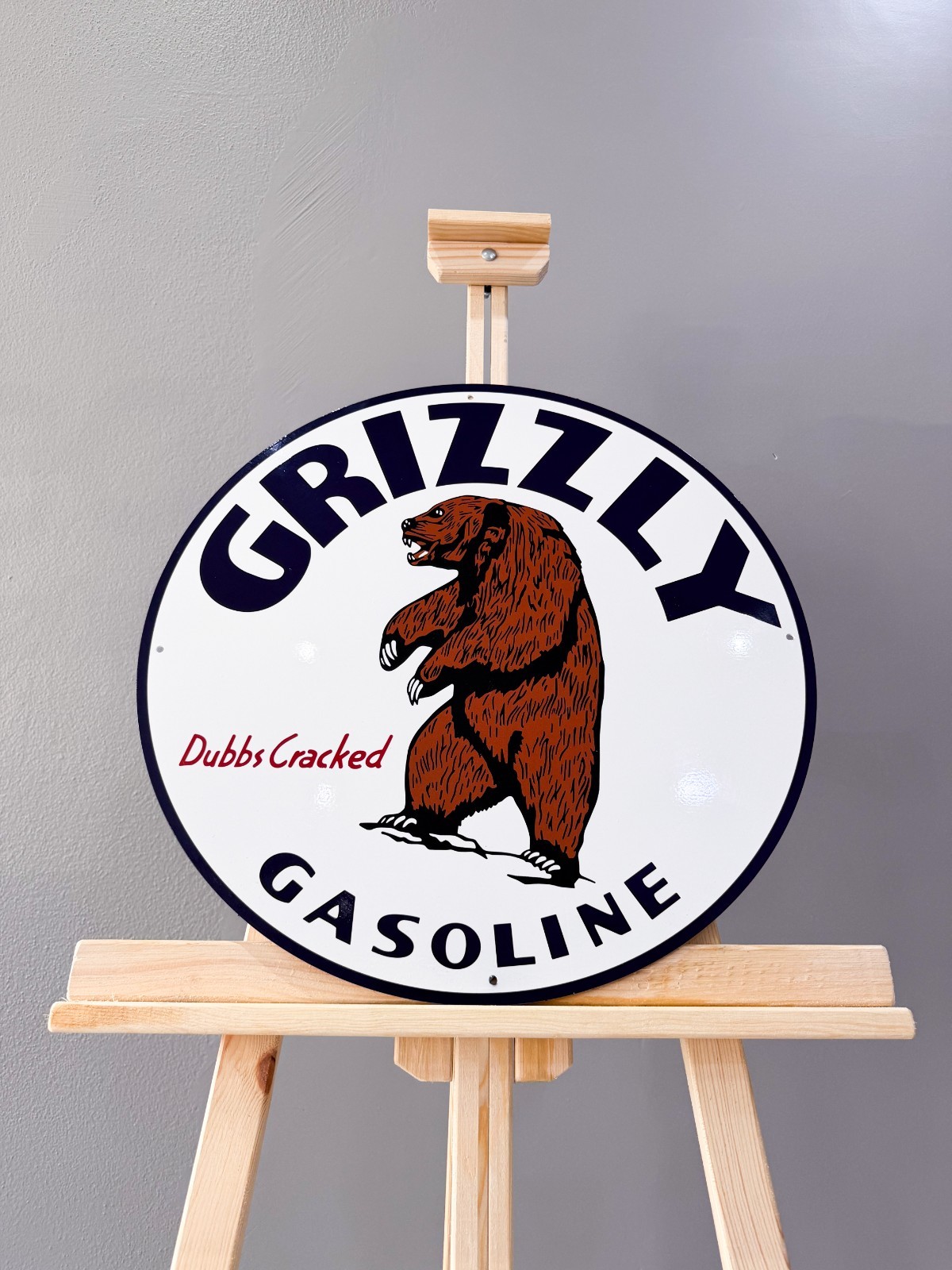 Vintage Bear Oil Company Grizzly Gasoline Heavy Metal Sign – 19.7″ (50cm)