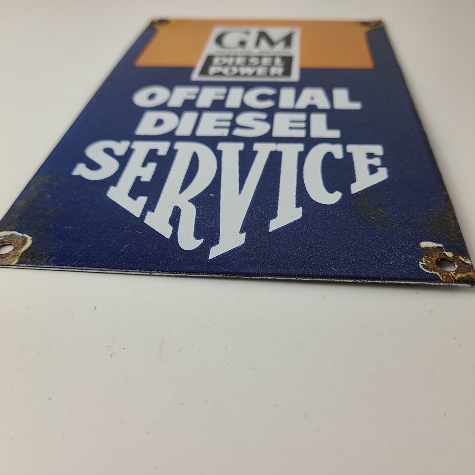 Vintage General Motors Sign – GM Automobiles Trucks Gas Diesel Porcelain Sign