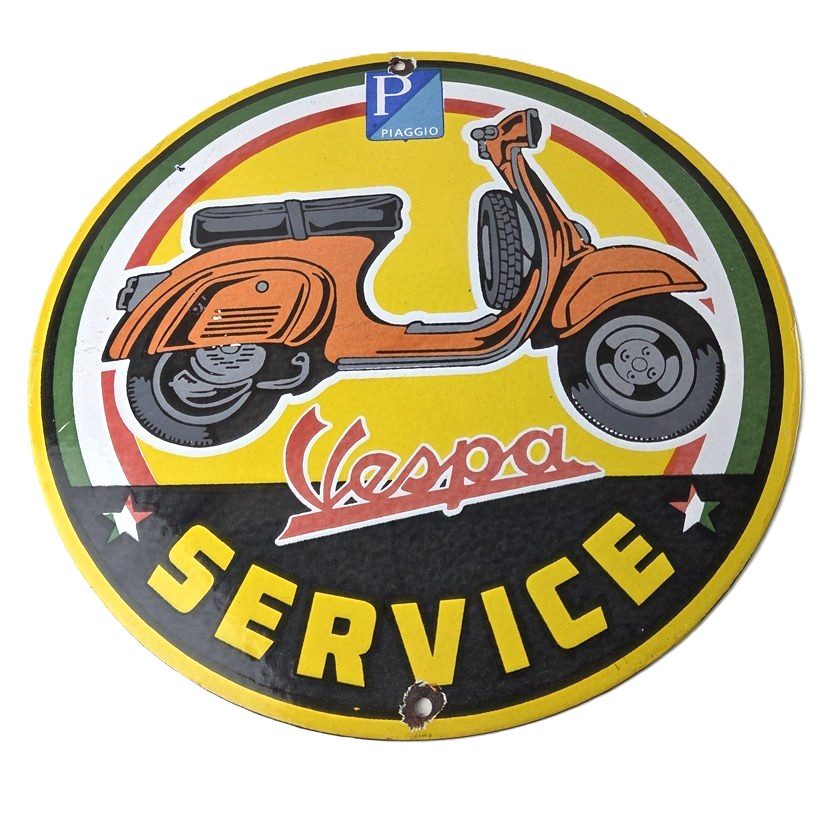 Vintage Vespa Sign – Bike Gas Service Station Porcelain Advertising Sign