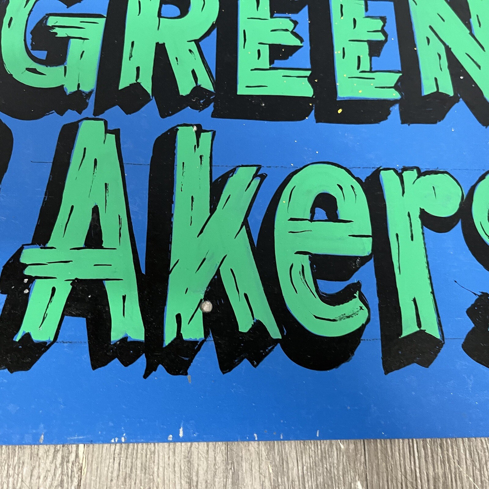 Vintage Green Akers (acres) Sign Hand Painted Folk Art Garden Greenhouse 16″x12″