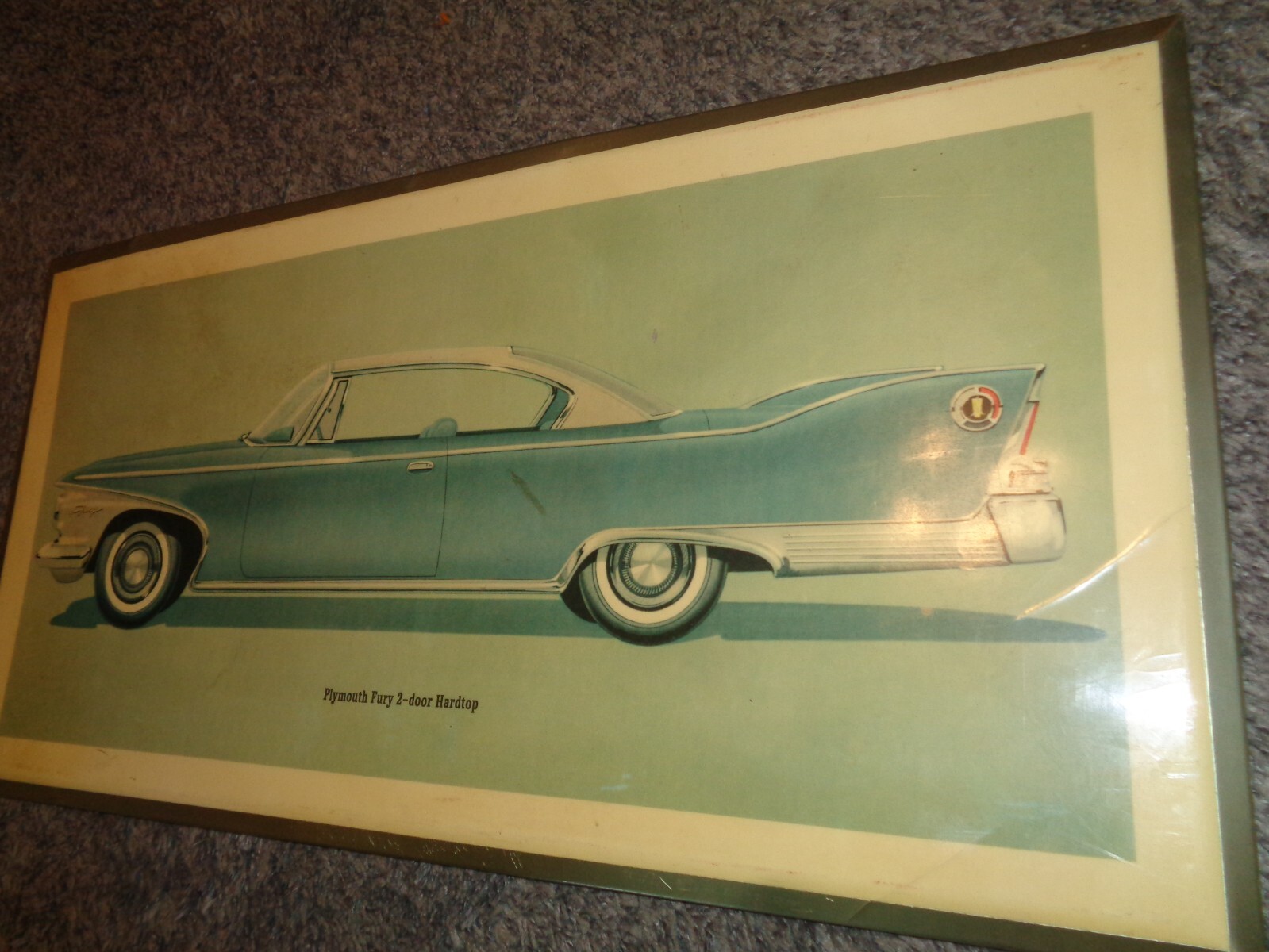 1960 PLYMOUTH FURY DEALERSHIP SHOWROOM DISPLAY TIN OVER CARDBOARD VINTAGE 24X12