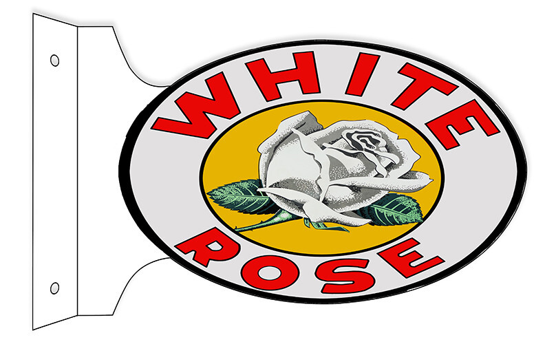 WHITE ROSE 18″ HEAVY DUTY USA METAL DOUBLE SIDED GAS STATION ADVERTISING SIGN