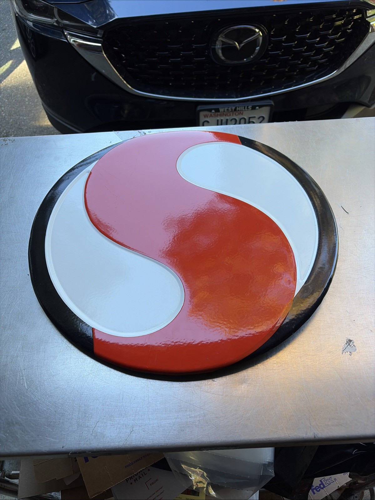 Vintage Porcelain Industrial Sign – Safeway “S” 18” Diameter