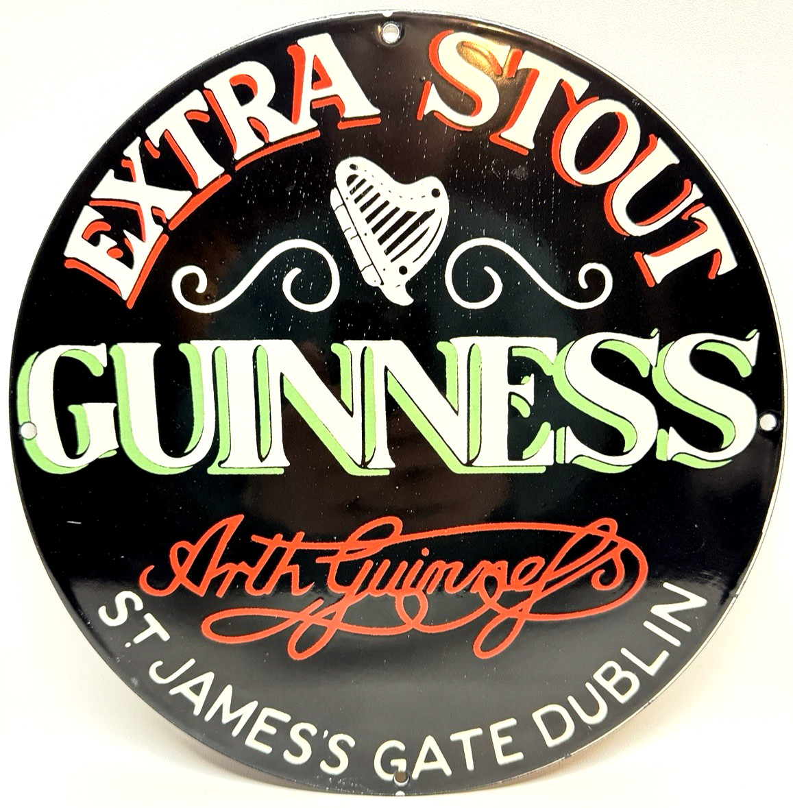 Guinness Extra Stout – Vintage Porcelain Sign – Petroliana Breweriana Americana
