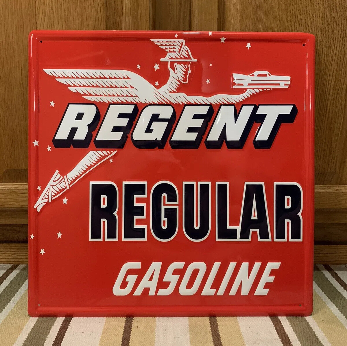 Regent Gasoline Sign Oil Service Station Pump Garage Vintage Style Wall Decor