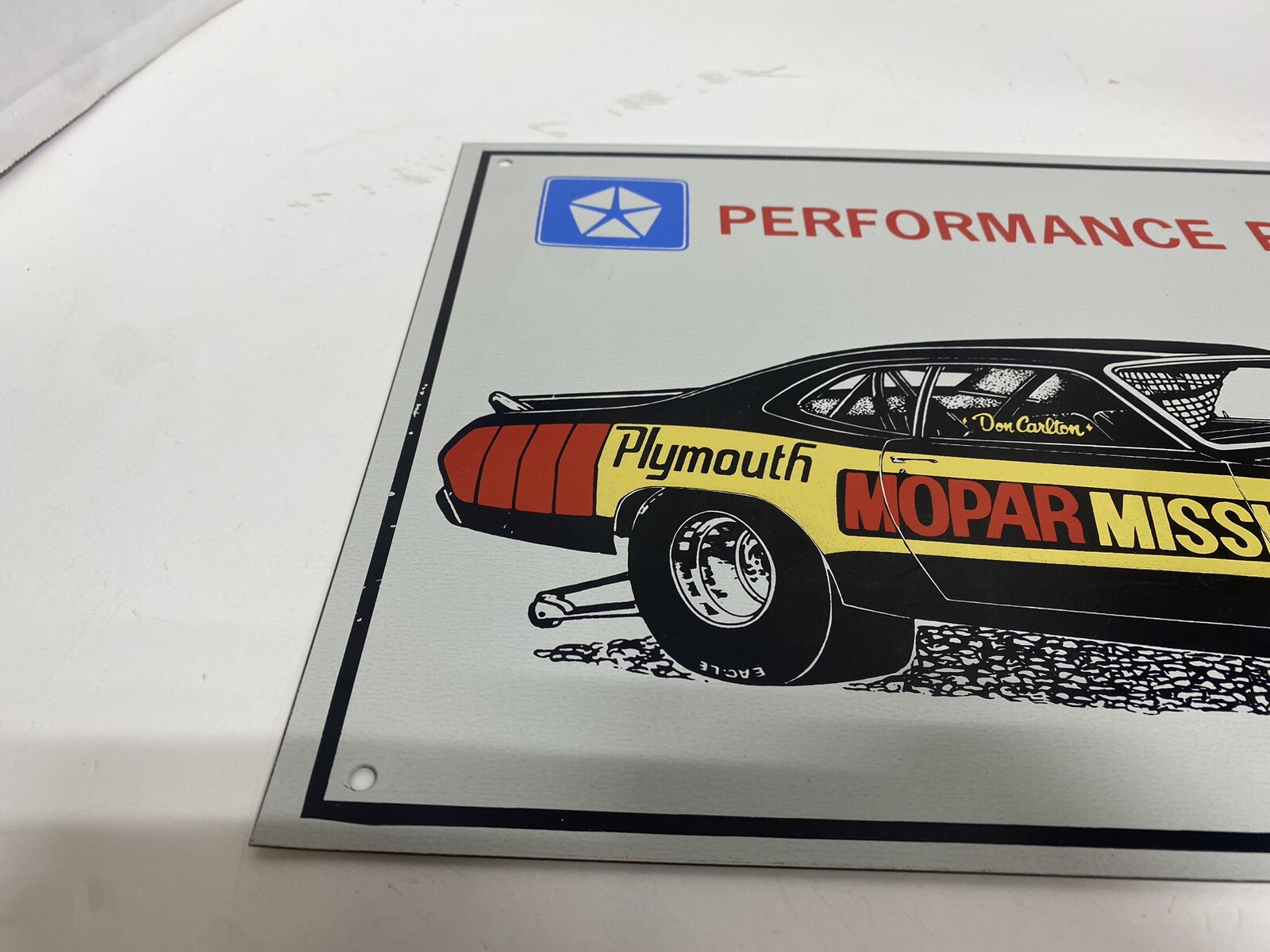 1980s VERY RARE Mopar Missile Don Carlton Pro Stock duster Dodge Shop Sign Metal