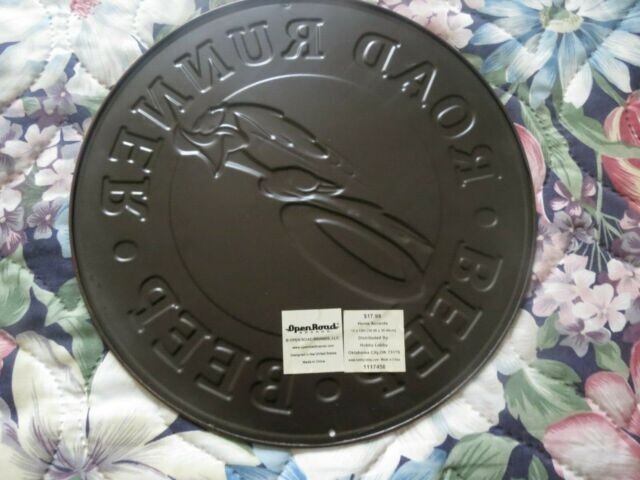 Roadrunner Reproduction Round Tin Sign.