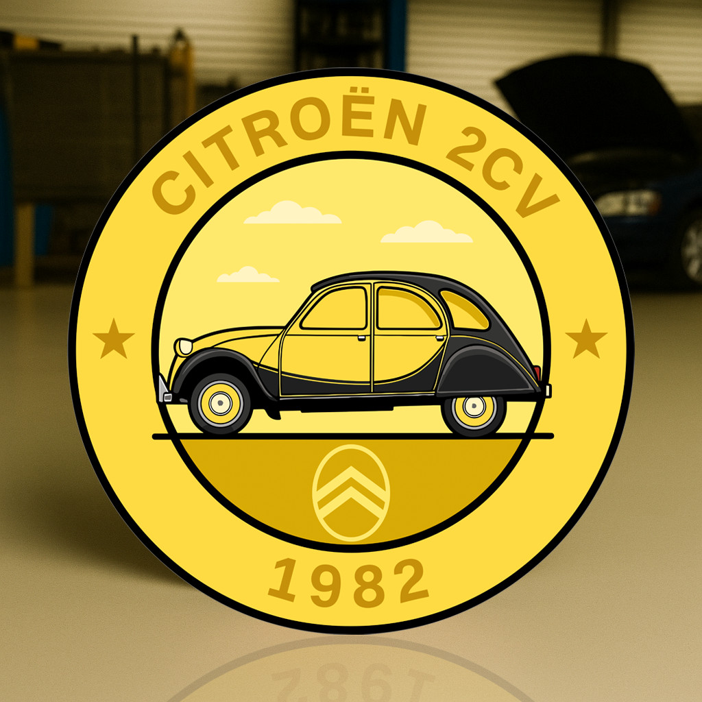 1982 Citroën 2CV The French Icon of Simplicity Heavy Metal Sign XL 19.7″ (50cm)