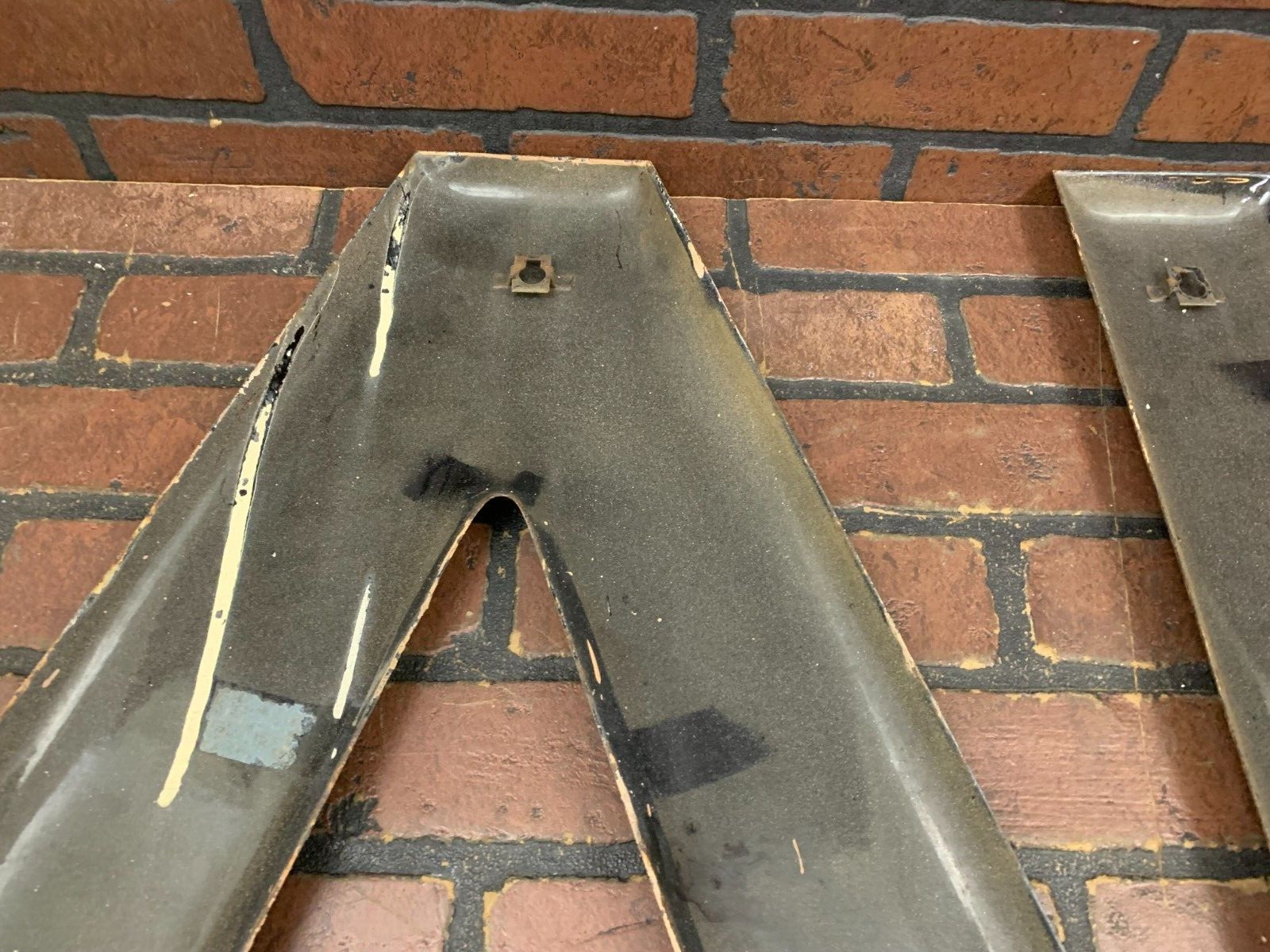 Vintage Porcelain Metal Sign Letters A U