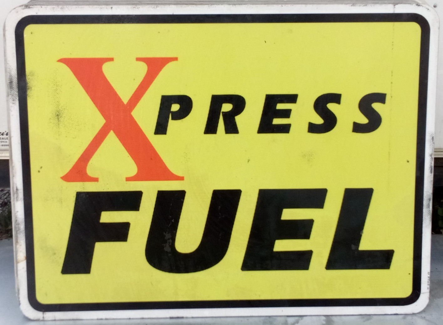 AUTHENTIC RETIRED ADVERTISING HWY EXIT SIGN XPRESS FUEL UNCLES 48X36 A82