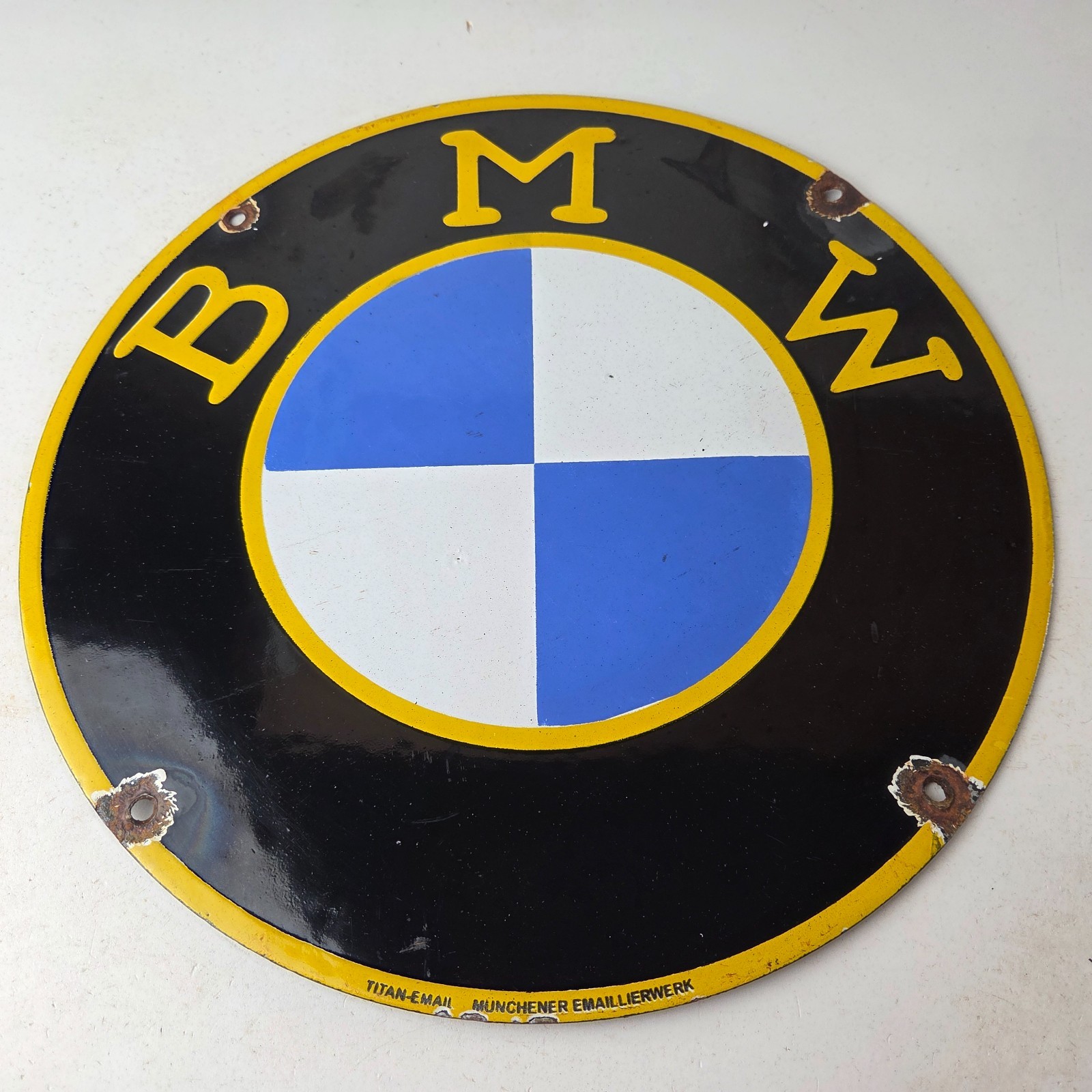 Vintage BMW Sign – Porcelain Gas Pump Sales Dealership Service Auto Sign