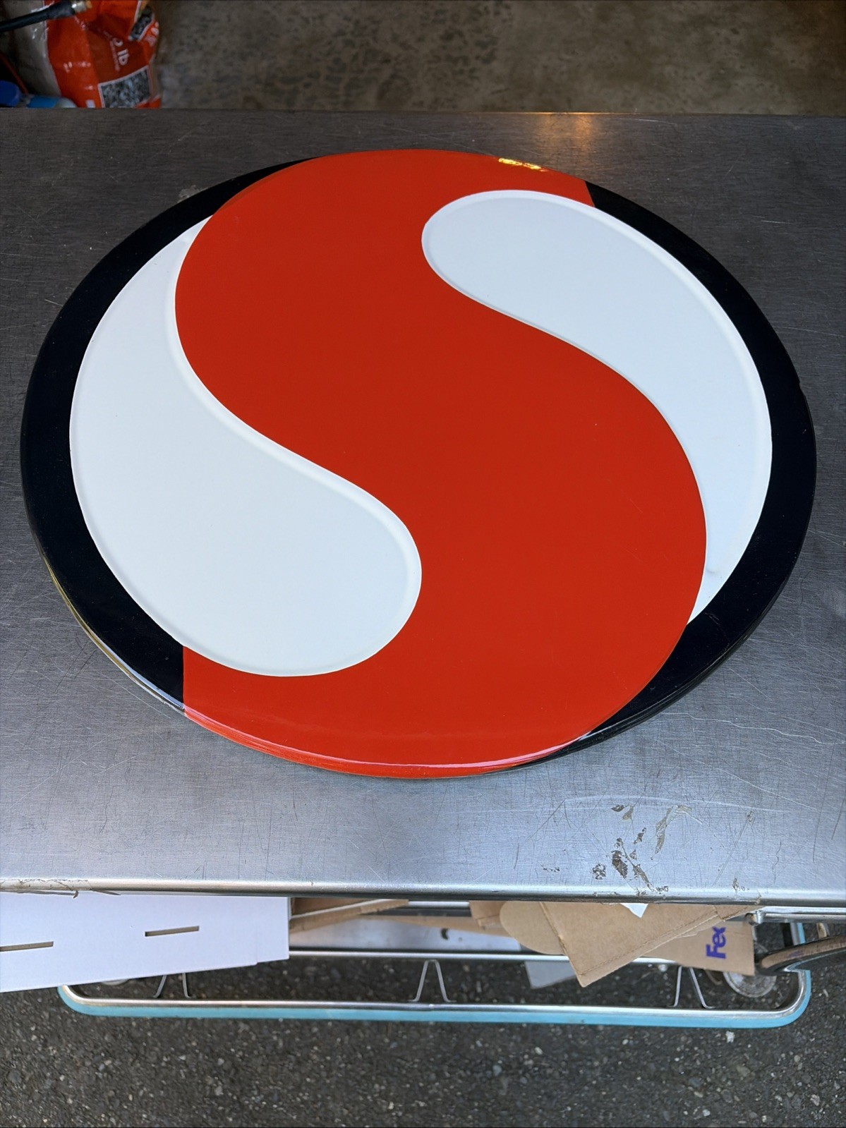Vintage Porcelain Industrial Sign – Safeway “S” 18” Diameter