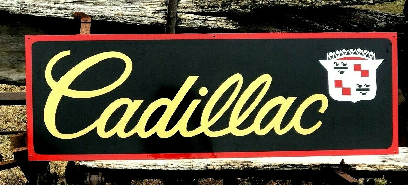 36” Vintage Hand Painted Old Skool Cadillac Service Station Garage Dealer Sign @