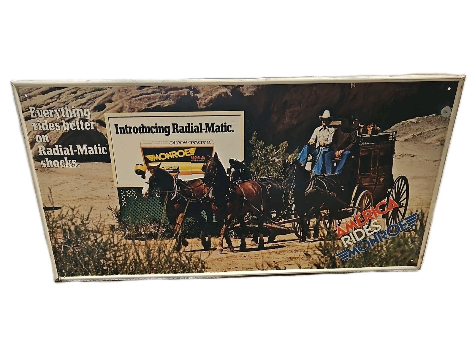 Stout Industries, America Rides Monroe, Radial-Matic Shocks, Metal Sign