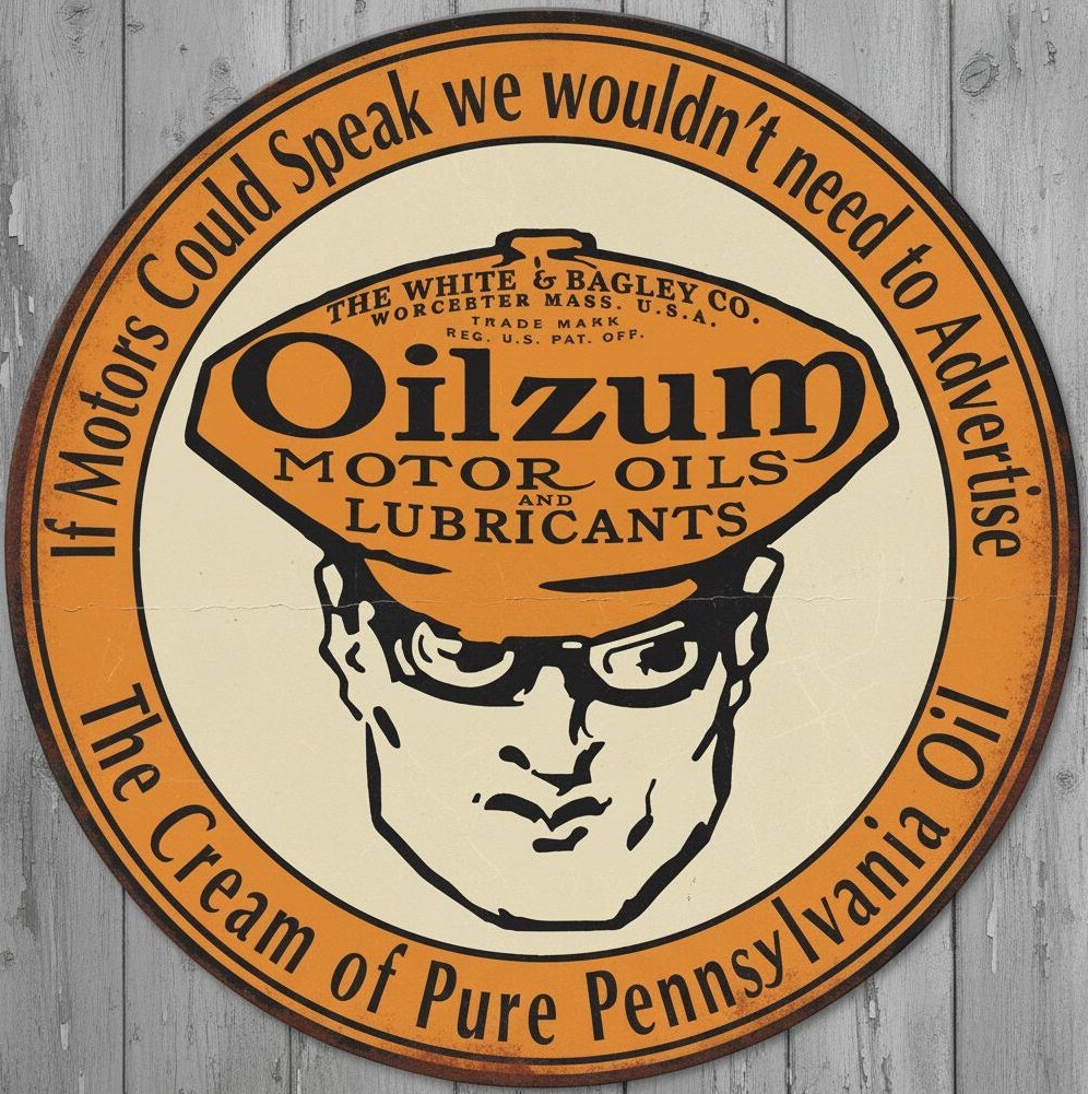 Oilzum Motor Oil 8″ Diameter Vintage Novelty Metal Sign Made In USA New!