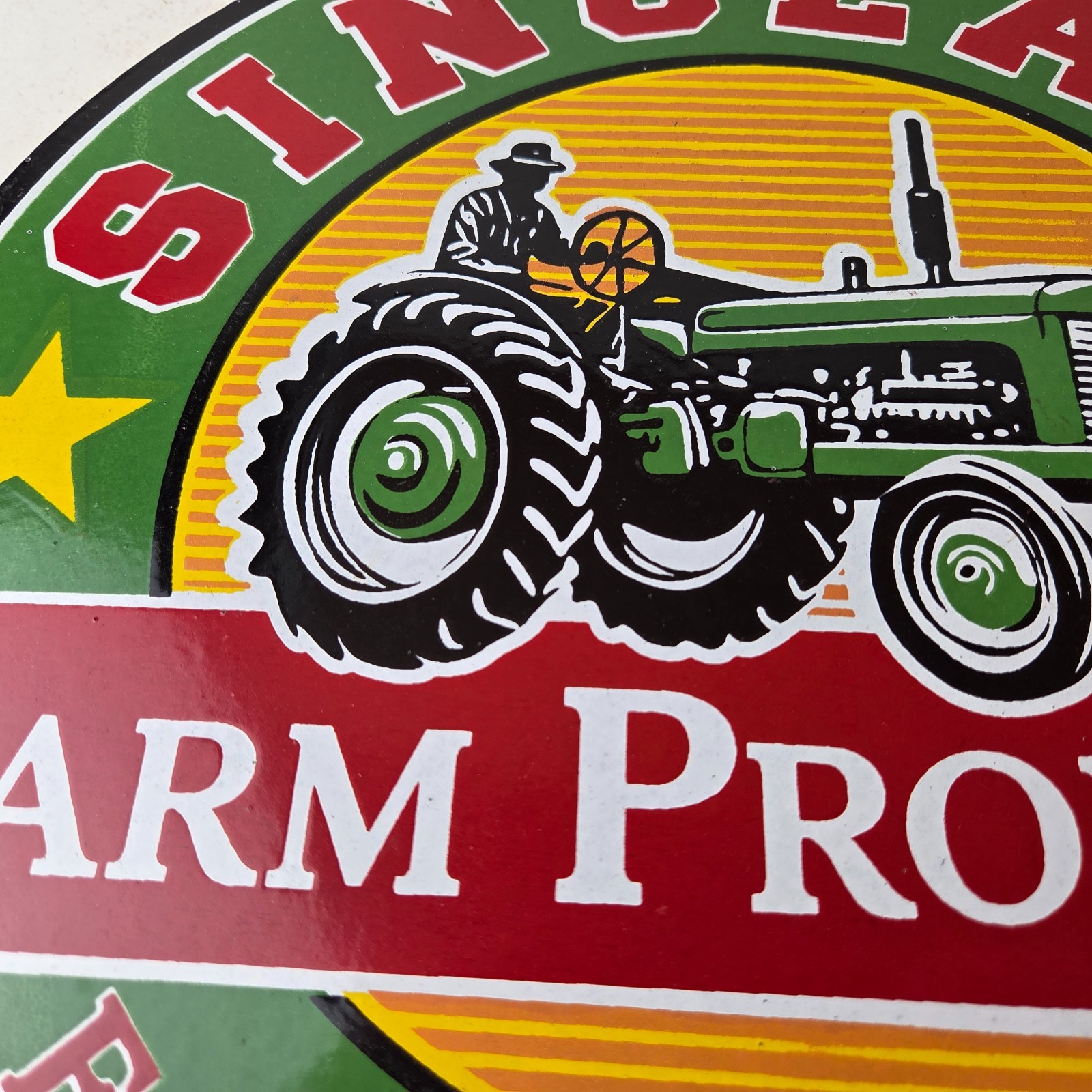 Vintage Sinclair Farm Products Sign – Tractor Barn Gas Pump Porcelain Sign