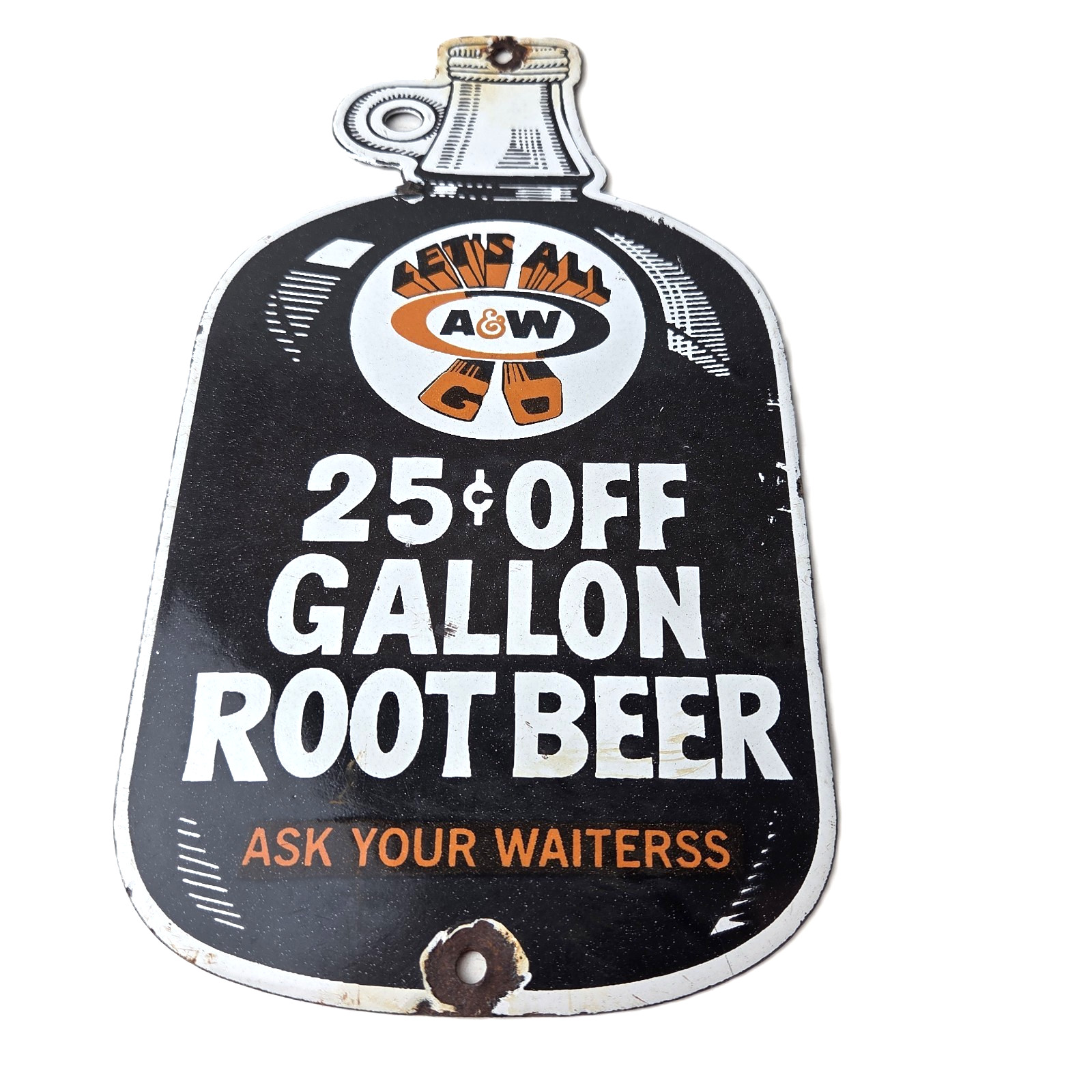 Vintage Root Beer Sign – A&W Old Fashioned Beverage Soda Jug Gas Pump Sign