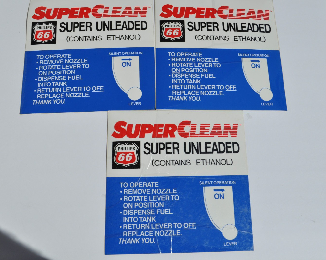 One-VTG. Phillips 66 “Super Clean Super Unleaded” Ethanol Gas Pump Decal 9″ x 9″