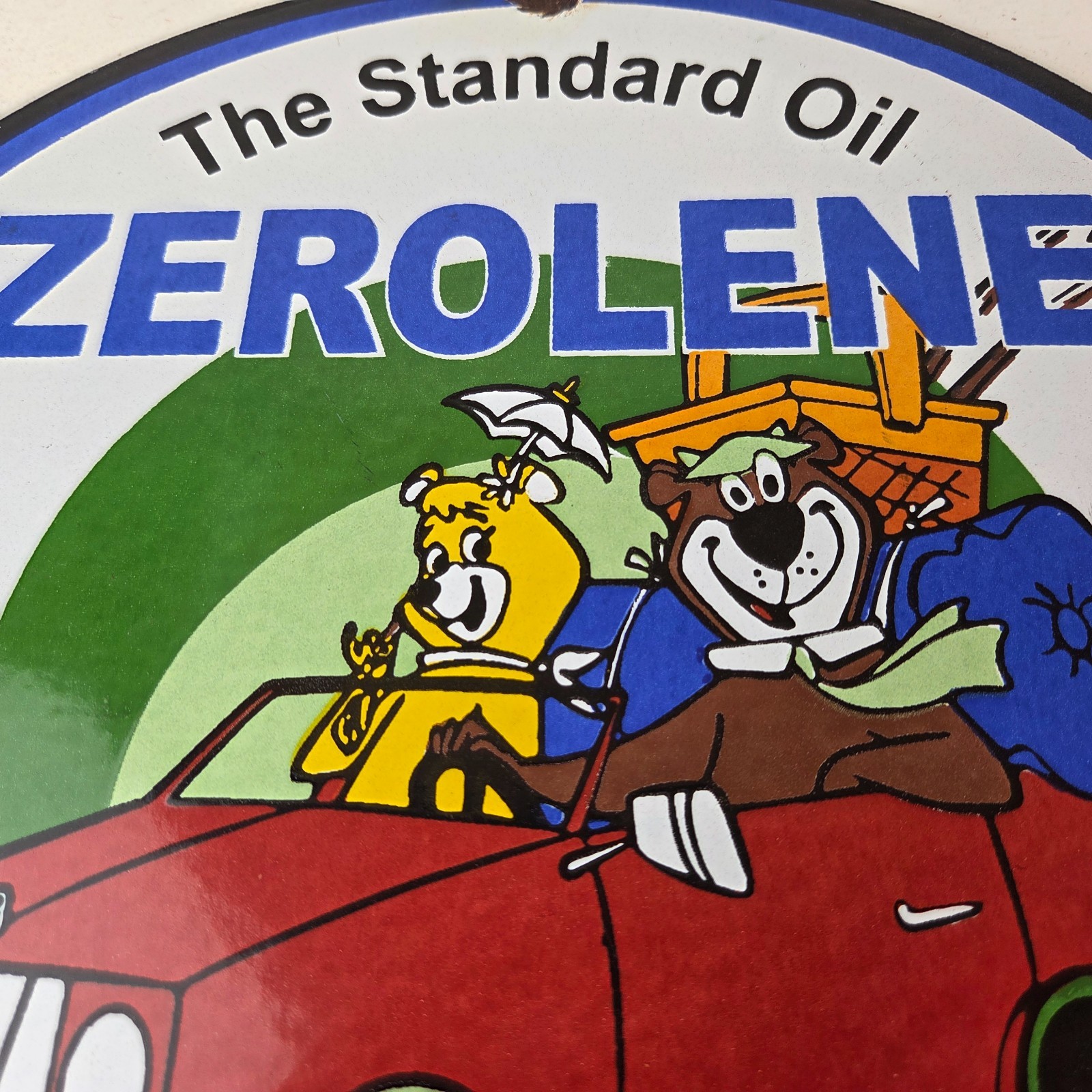 Vintage Standard Oil Sign – Zerolene Gasoline Porcelain Gas Pump Plate Sign
