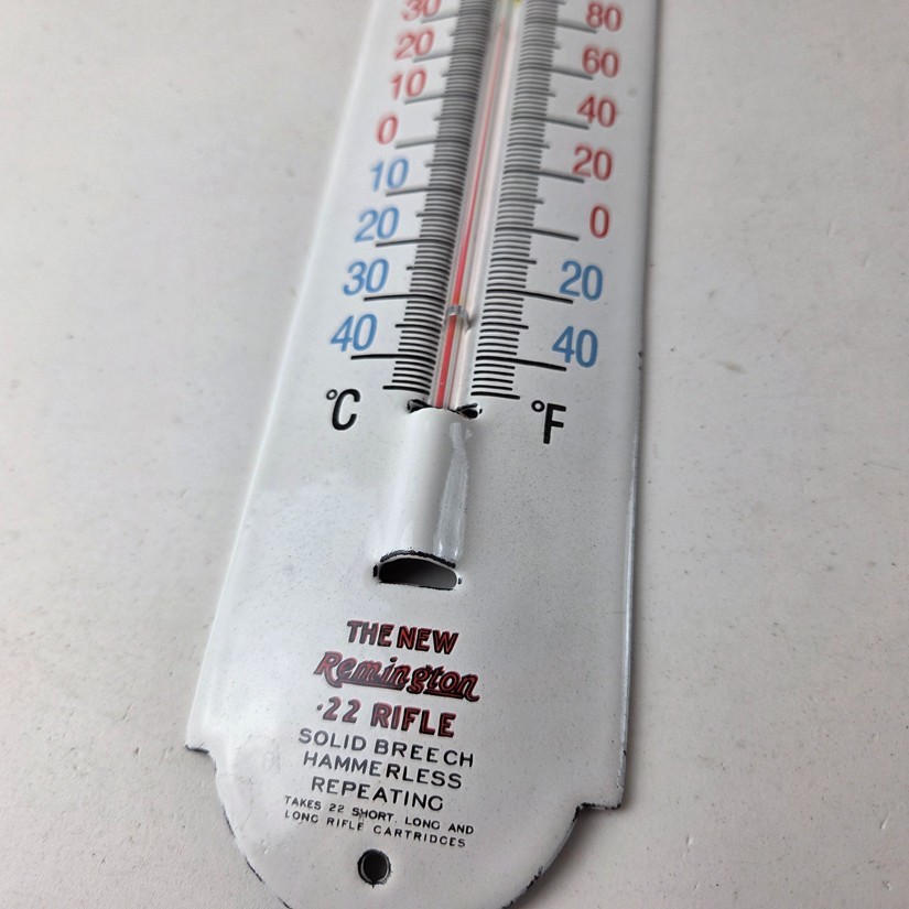Vintage Remington Rifle Sign – Hunting Ad Sign on Porcelain Thermometer